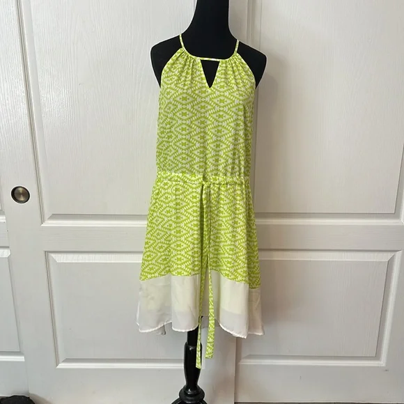 neon aztec print dress Plenty by Tracy Reese Womens Dress Neon Aztec Print faux leather trim Size S